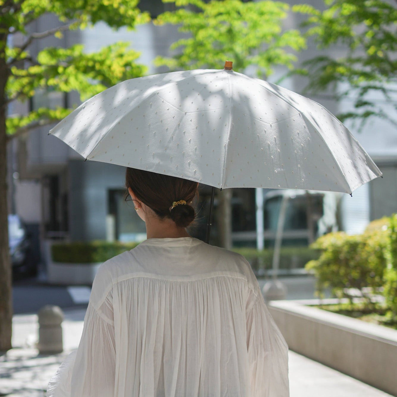 折りたたみ傘 レディース 晴雨兼用傘 染料を使用しないオーガニックコットン100%のカットドビー
