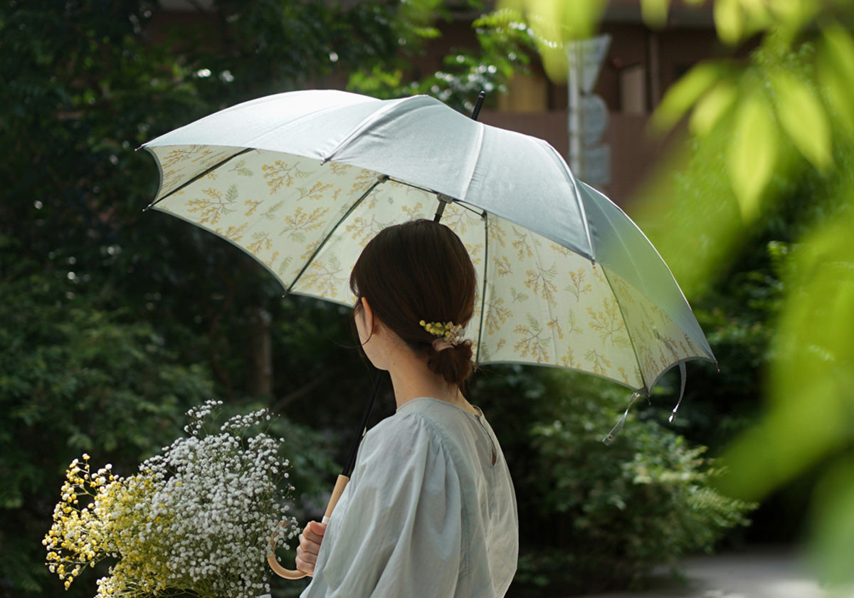 長傘 レディース 雨傘 まるで花束のような、裏ほぐし織の傘