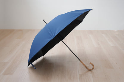 長傘 メンズ 日傘・晴雨兼用傘 遮光・遮熱 大きい カーボン骨 小宮商店 Cotton Lawn Shade ネイビー