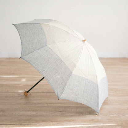 折りたたみ傘 レディース 日傘 晴雨兼用傘 天然繊維の日傘 2段折り 小宮商店 Natural Linen グリーン